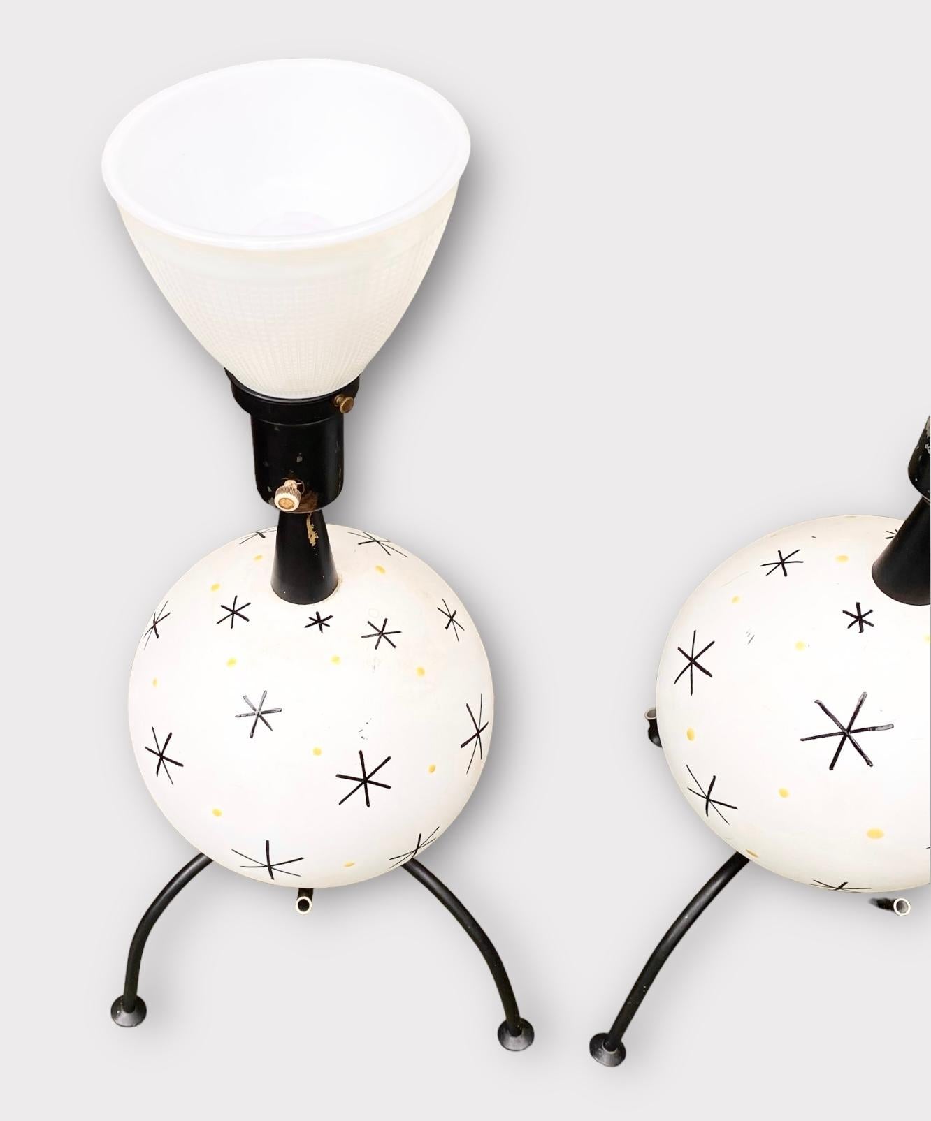 Pair of Period 1950s Atomic Age Lamps For Sale 6