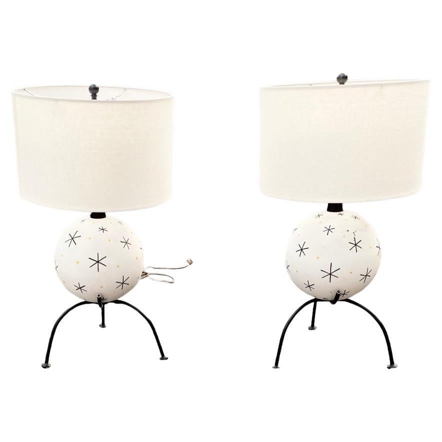 Pair of Period 1950s Atomic Age Lamps For Sale