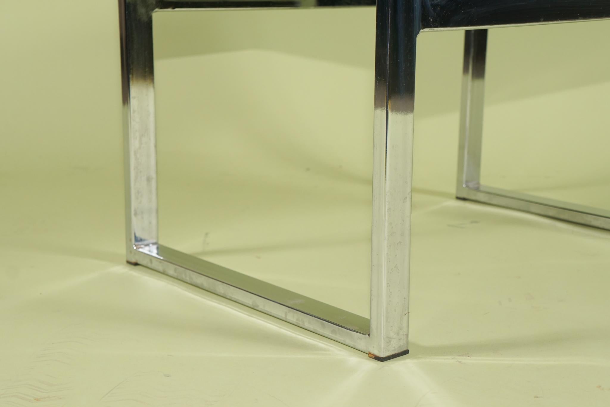 Chrome Pair of Period 70s Foot Stools in the Style of Milo Baughman For Sale