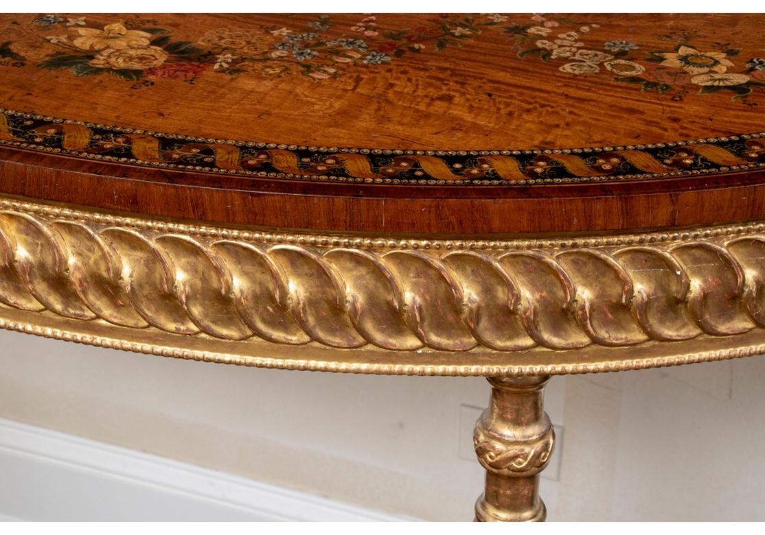 Pair of Period Adam Style Demilune Console Tables For Sale 4
