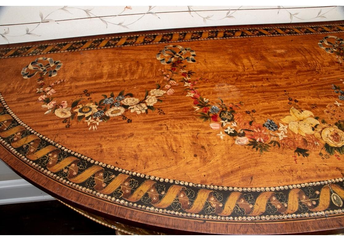 Pair of Period Adam Style Demilune Console Tables For Sale 5