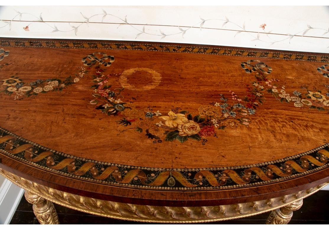 18th Century Pair of Late George III Demilune Console Tables for Restoration For Sale