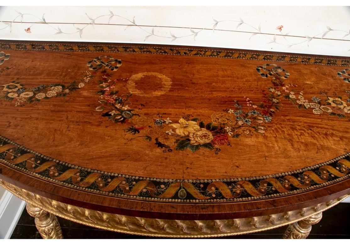 18th Century Pair of Period Adam Style Demilune Console Tables For Sale