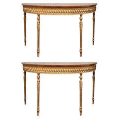 Pair of Period Adam Style Demilune Console Tables