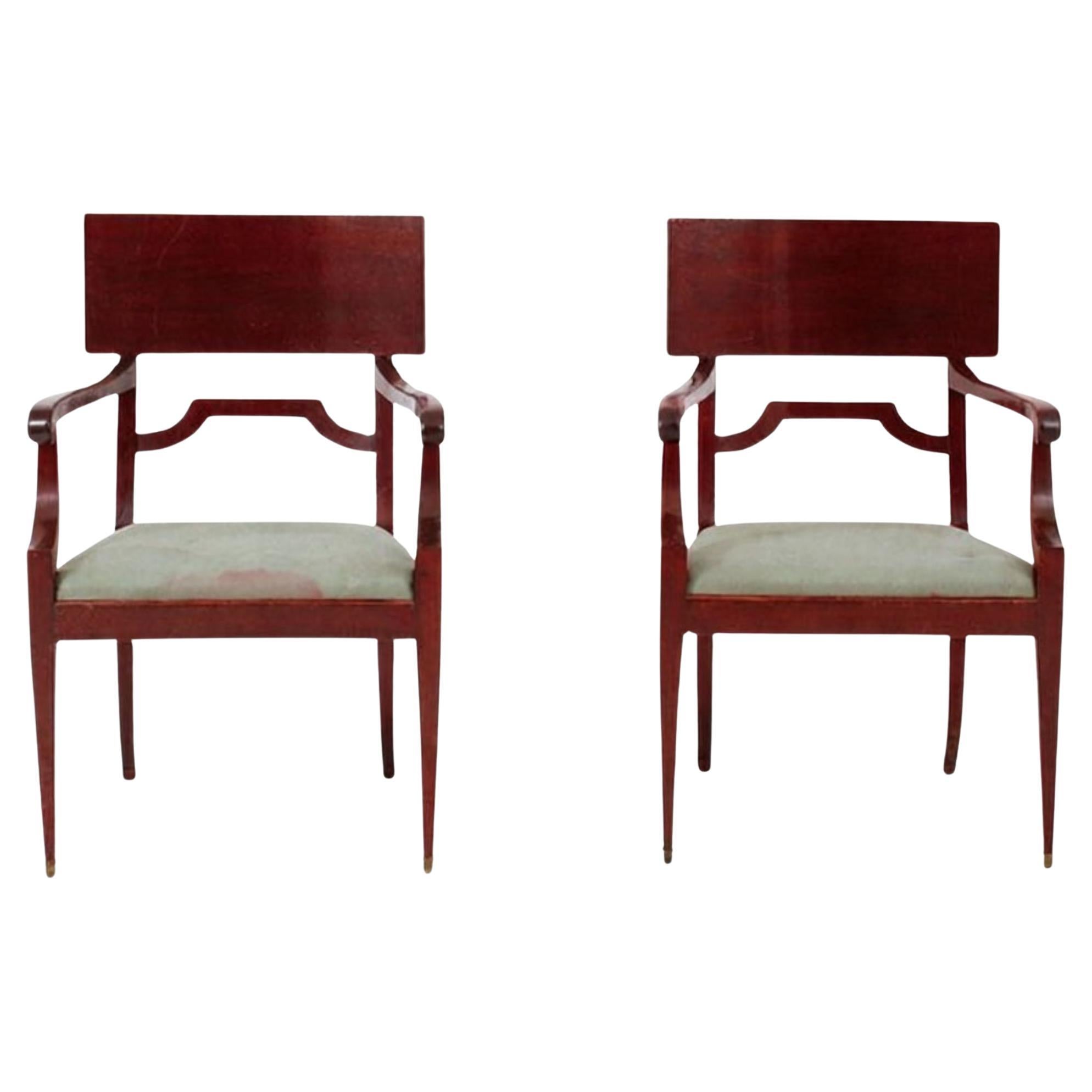 Coppia di poltrone in mogano d'epoca Art Déco anni '30