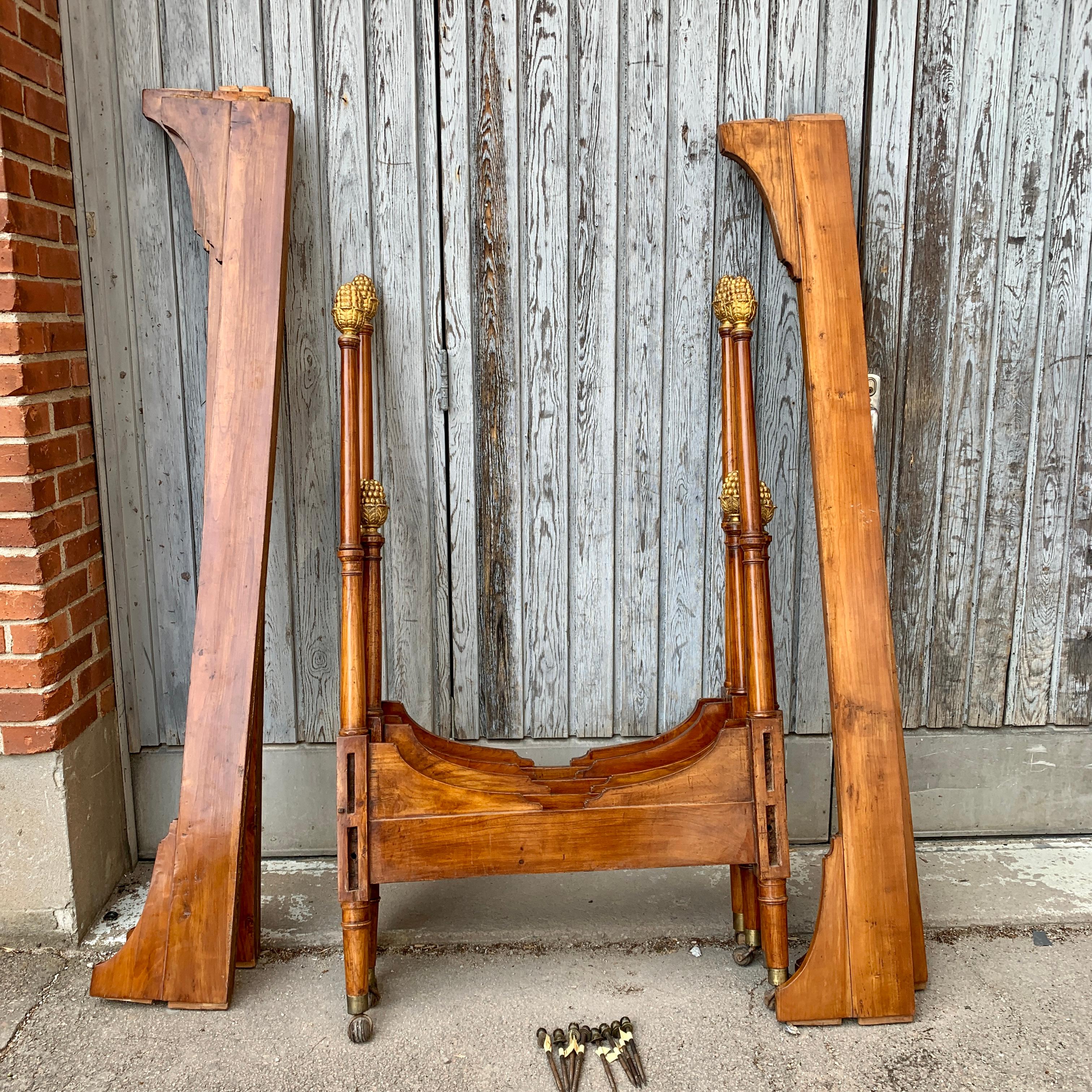 Pair of Period Empire Beds from Tuscany Italy, circa 1810 12