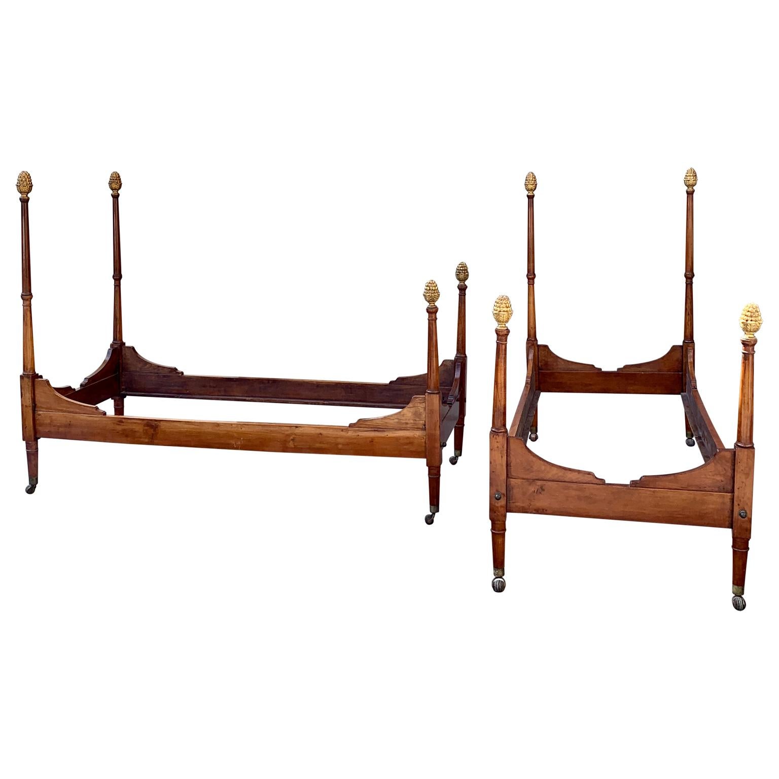 Early 19th Century Pair of Period Empire Beds from Tuscany Italy, circa 1810