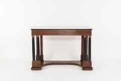 Pair of Period Empire Consoles with Carrara Marble Tops