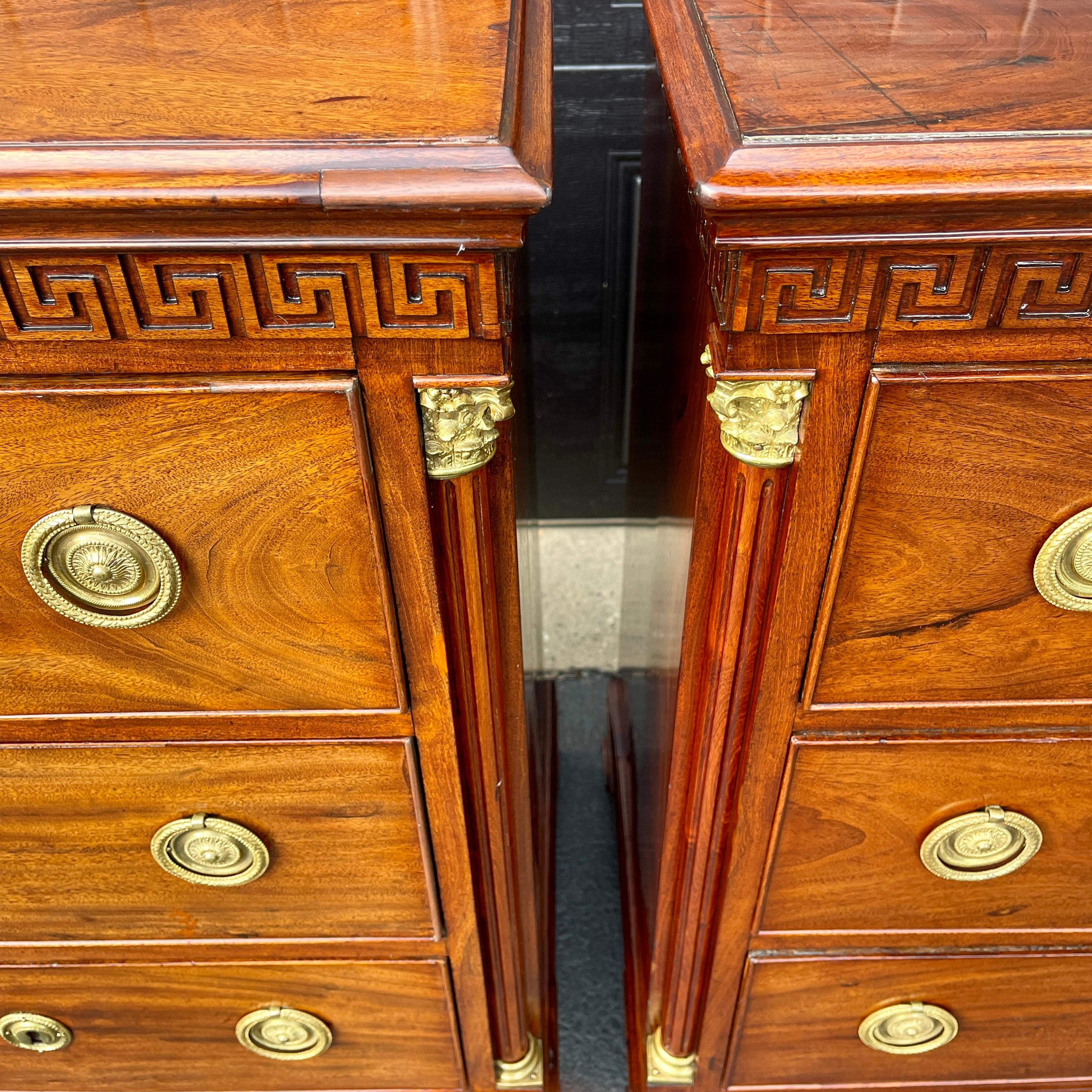 Pair of Period Empire Mahogany and Gilt Chest of Drawers, Denmark, circa 1800 For Sale 8