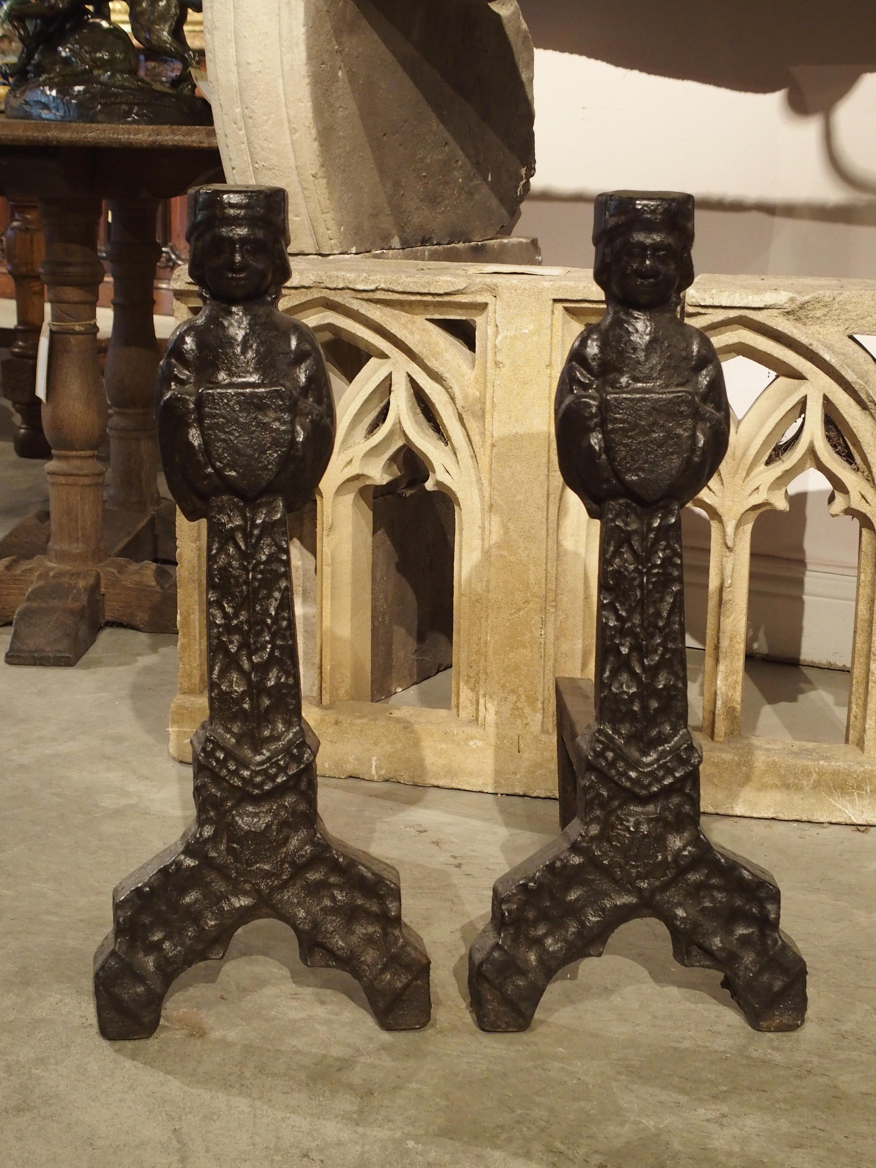 Pair of Period Gothic Andirons from France, 15th Century 5