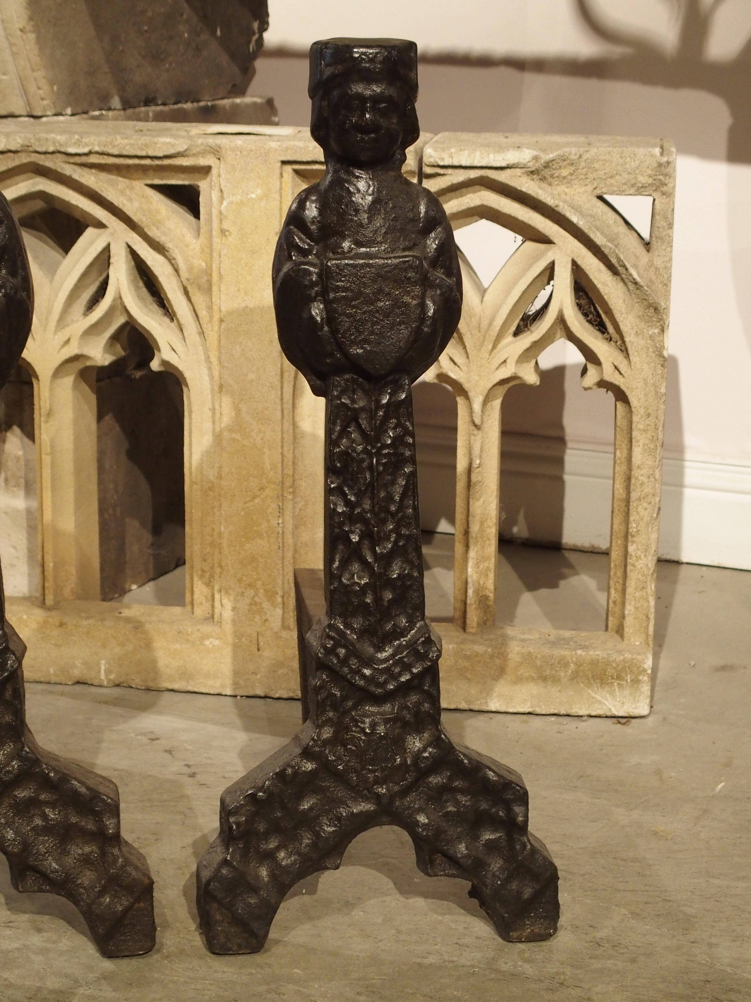 Pair of Period Gothic Andirons from France, 15th Century 6