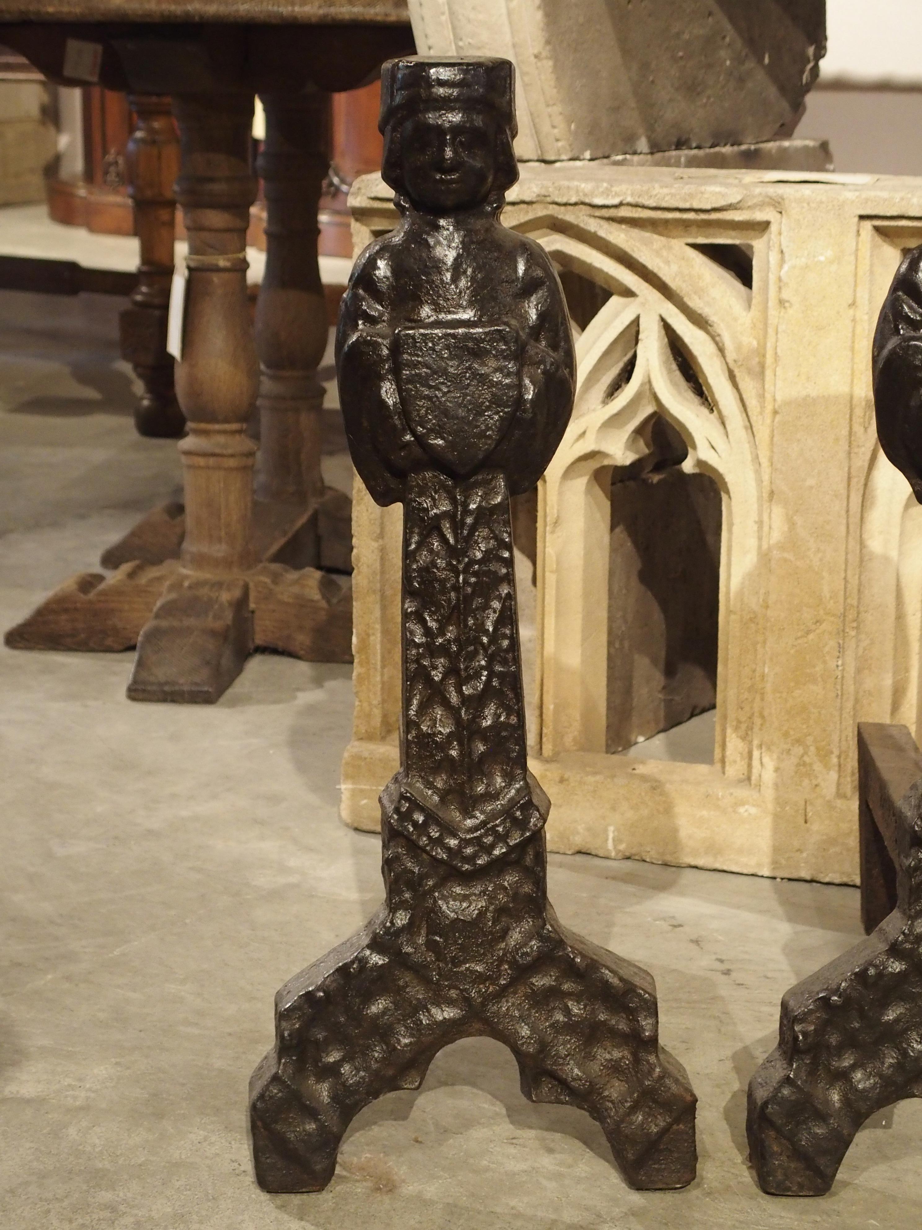 Pair of Period Gothic Andirons from France, 15th Century 7