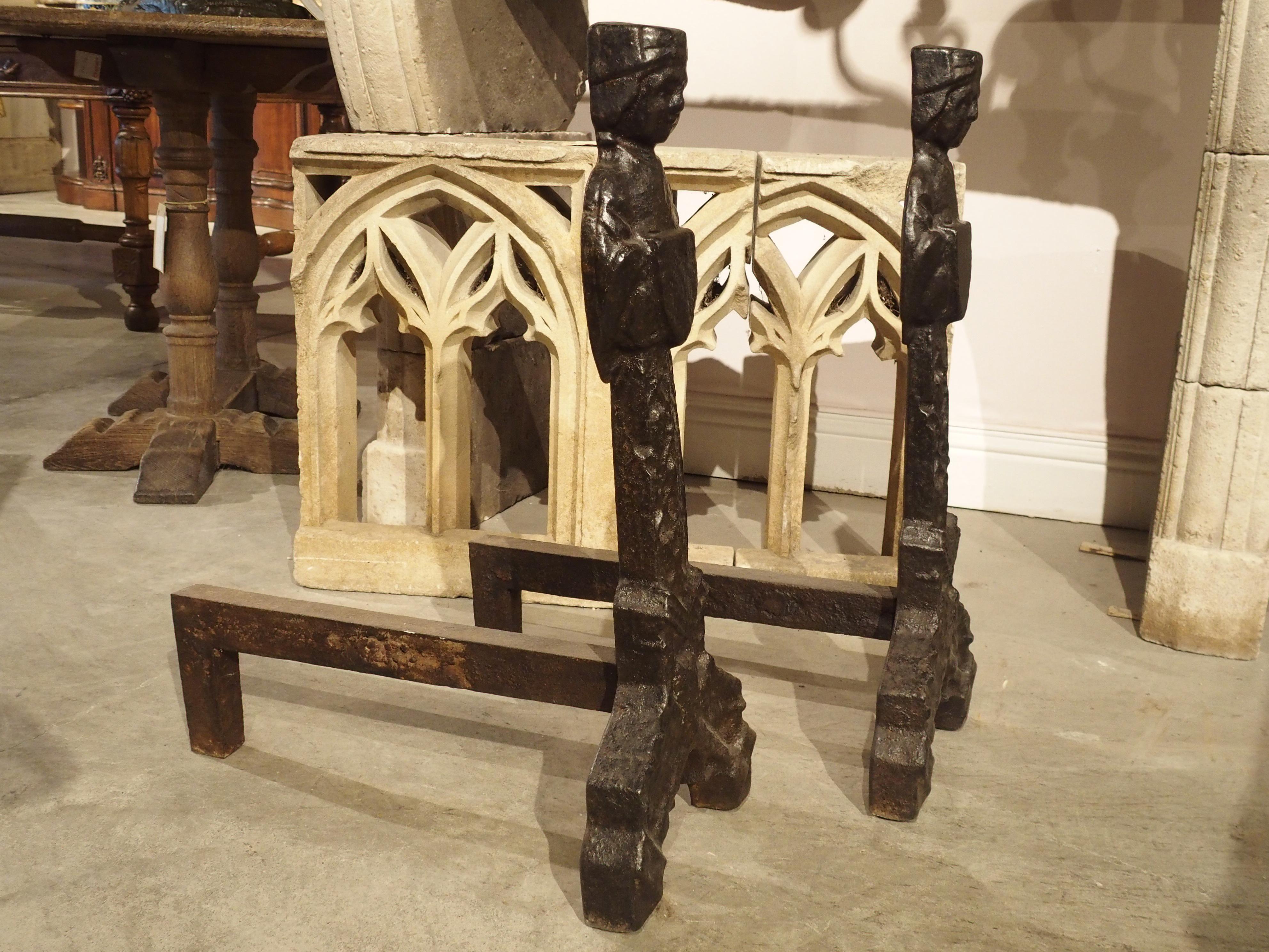 18th Century and Earlier Pair of Period Gothic Andirons from France, 15th Century