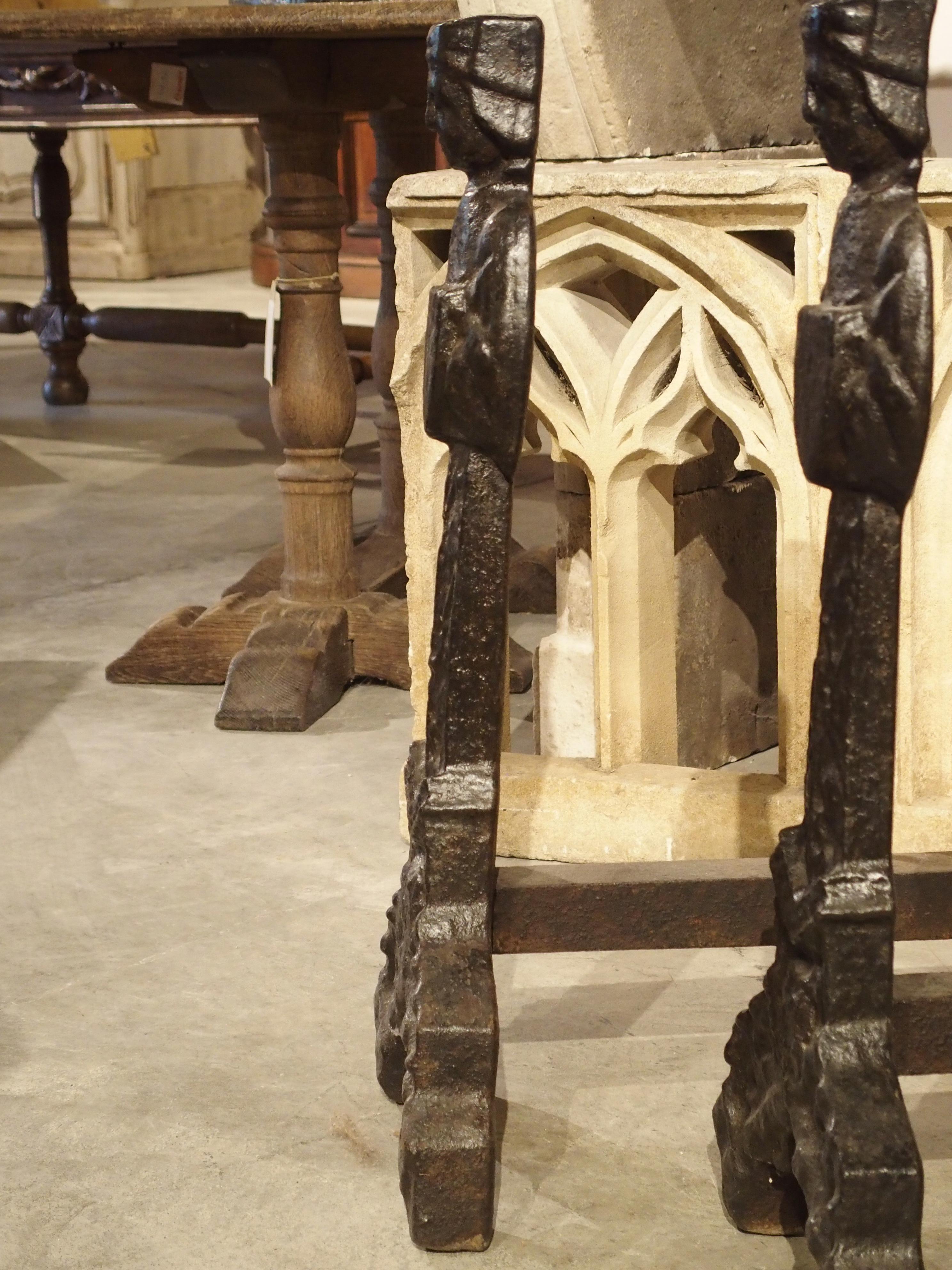 Pair of Period Gothic Andirons from France, 15th Century 1