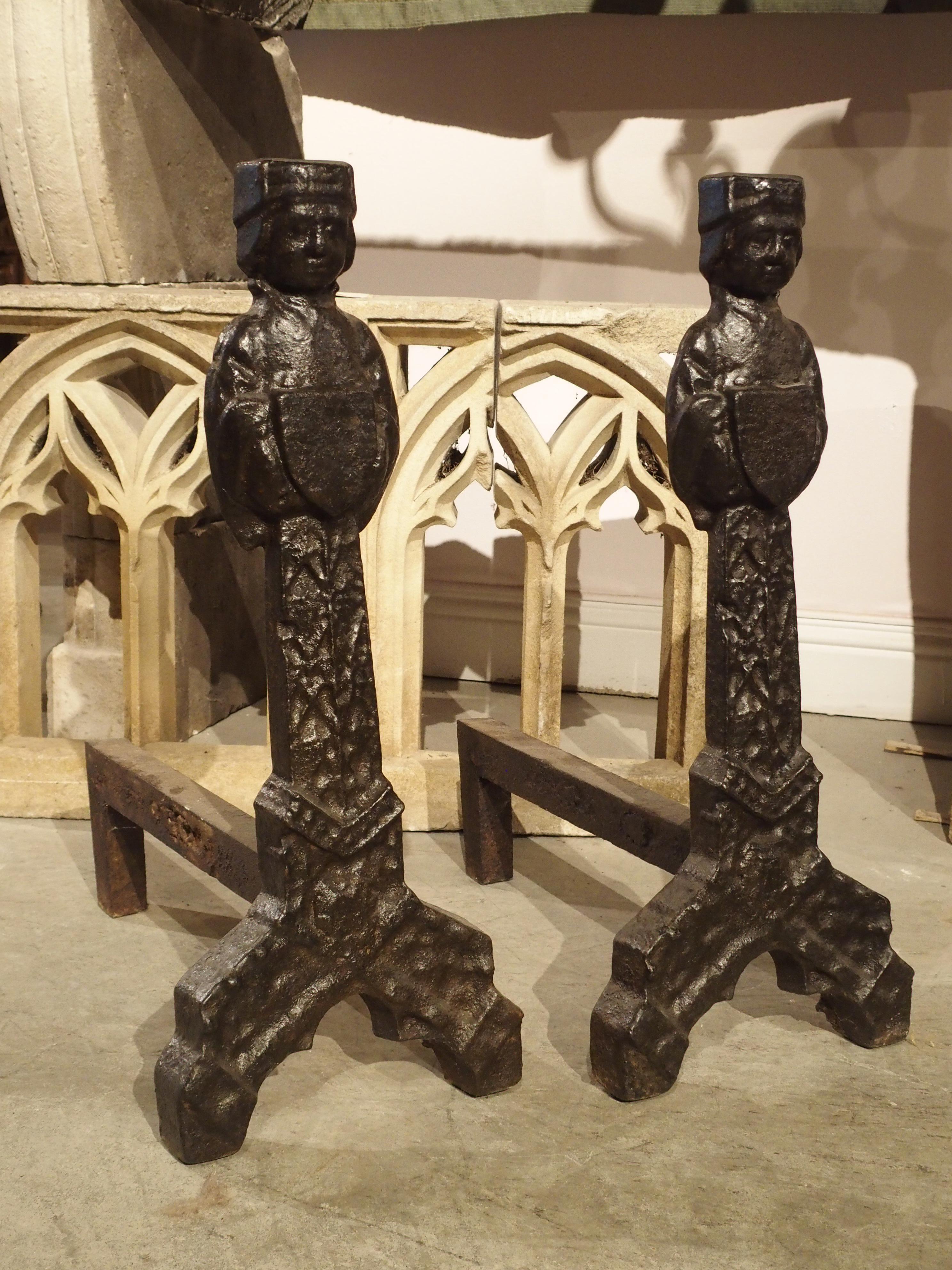 Pair of Period Gothic Andirons from France, 15th Century 3