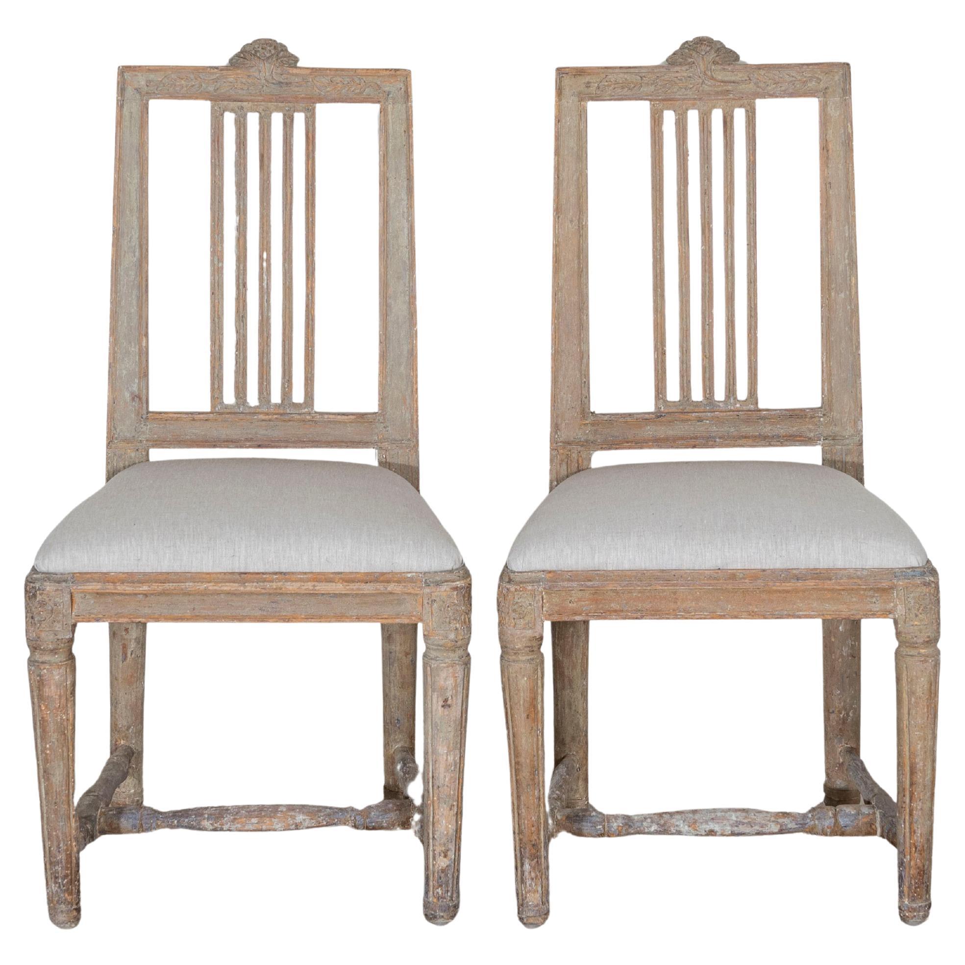 Pair of Period Gustavian Chairs in Original Paint, Sweden, Late 18th Century