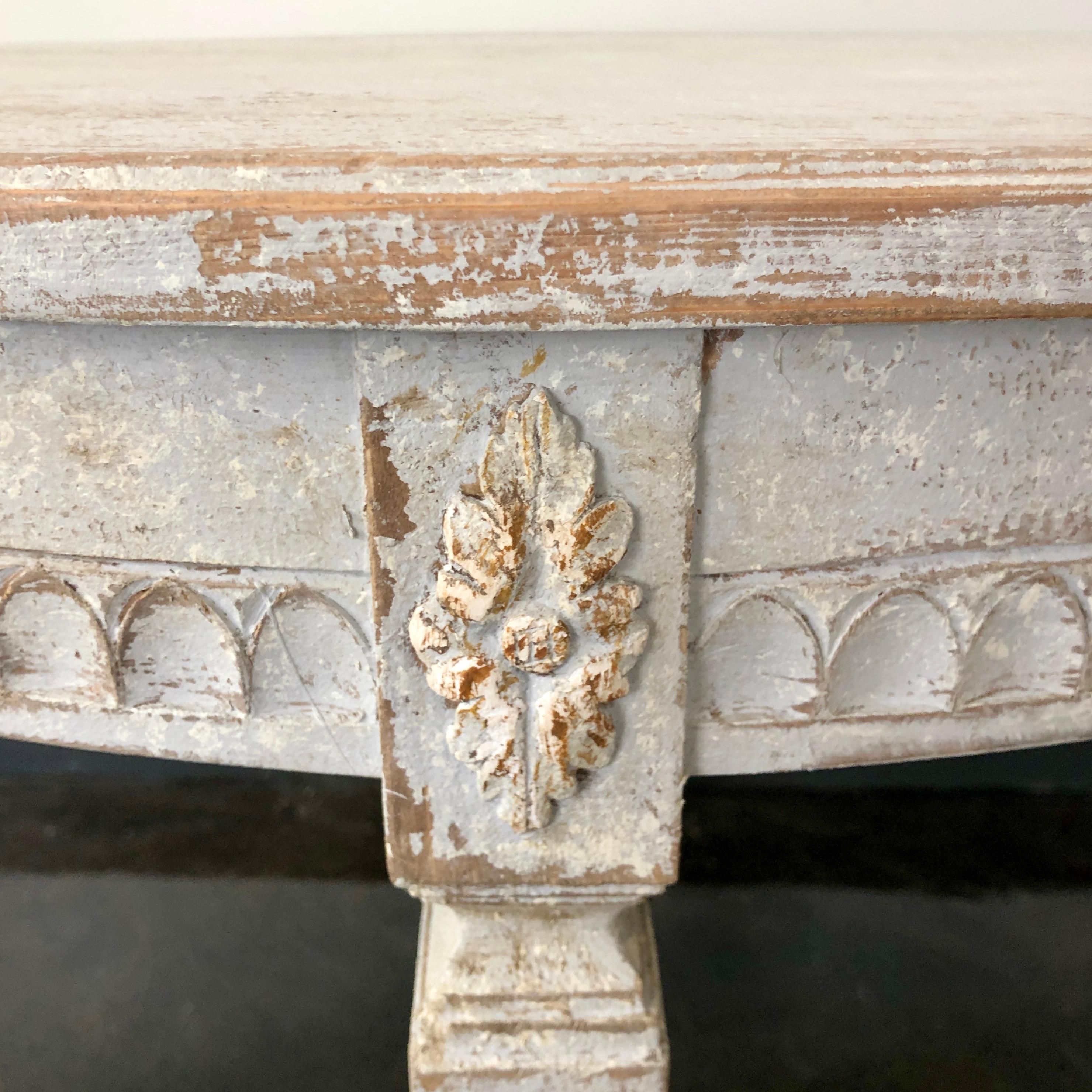 Wood Pair of Period Gustavian Demilune Console Tables