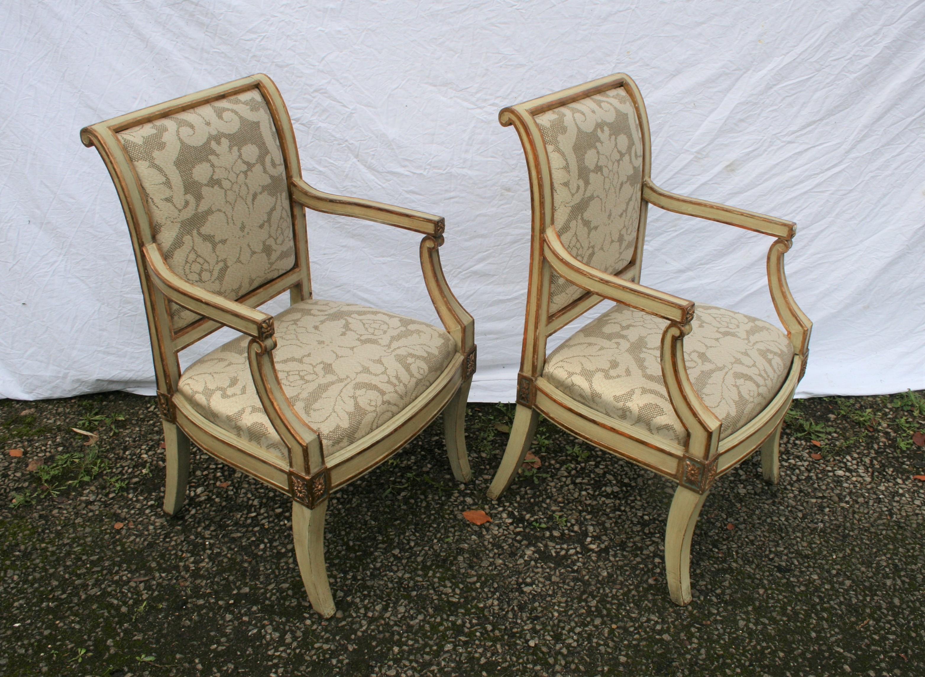 Beech Pair of Period Italian Open Armchairs For Sale