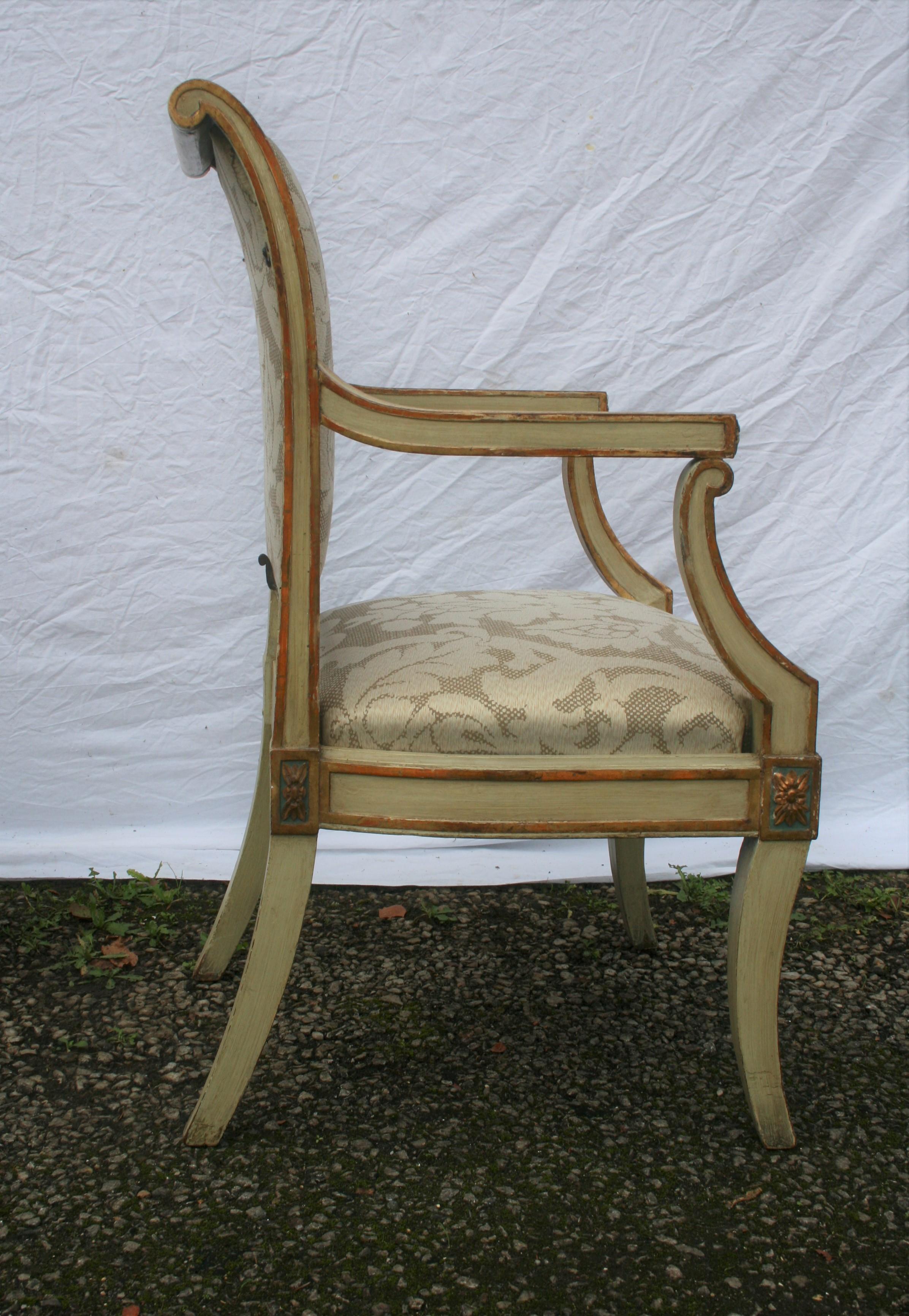 Pair of Period Italian Open Armchairs For Sale 1