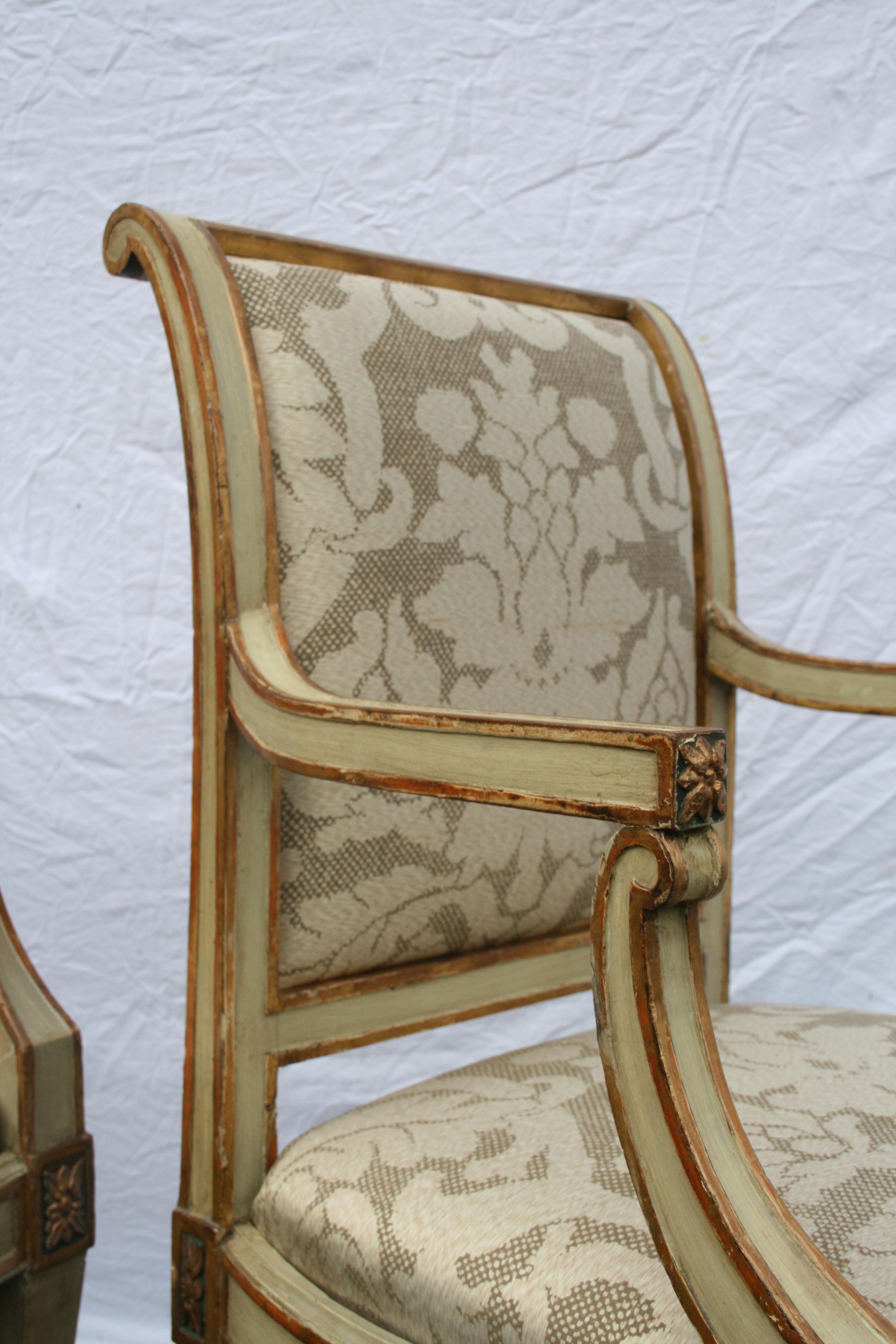 Pair of Period Italian Open Armchairs For Sale 2