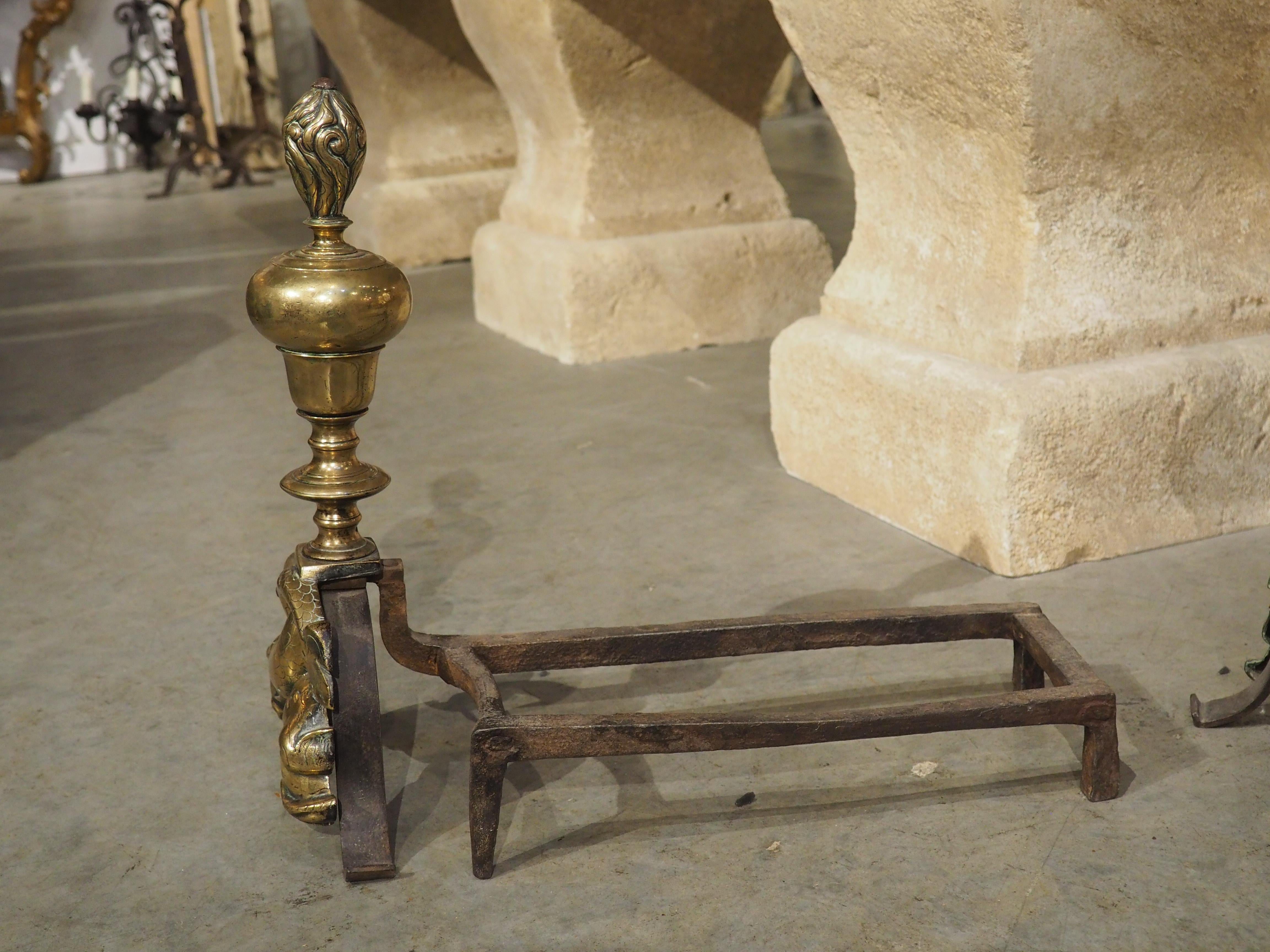 Coppia di Chenet in bronzo francese antico 