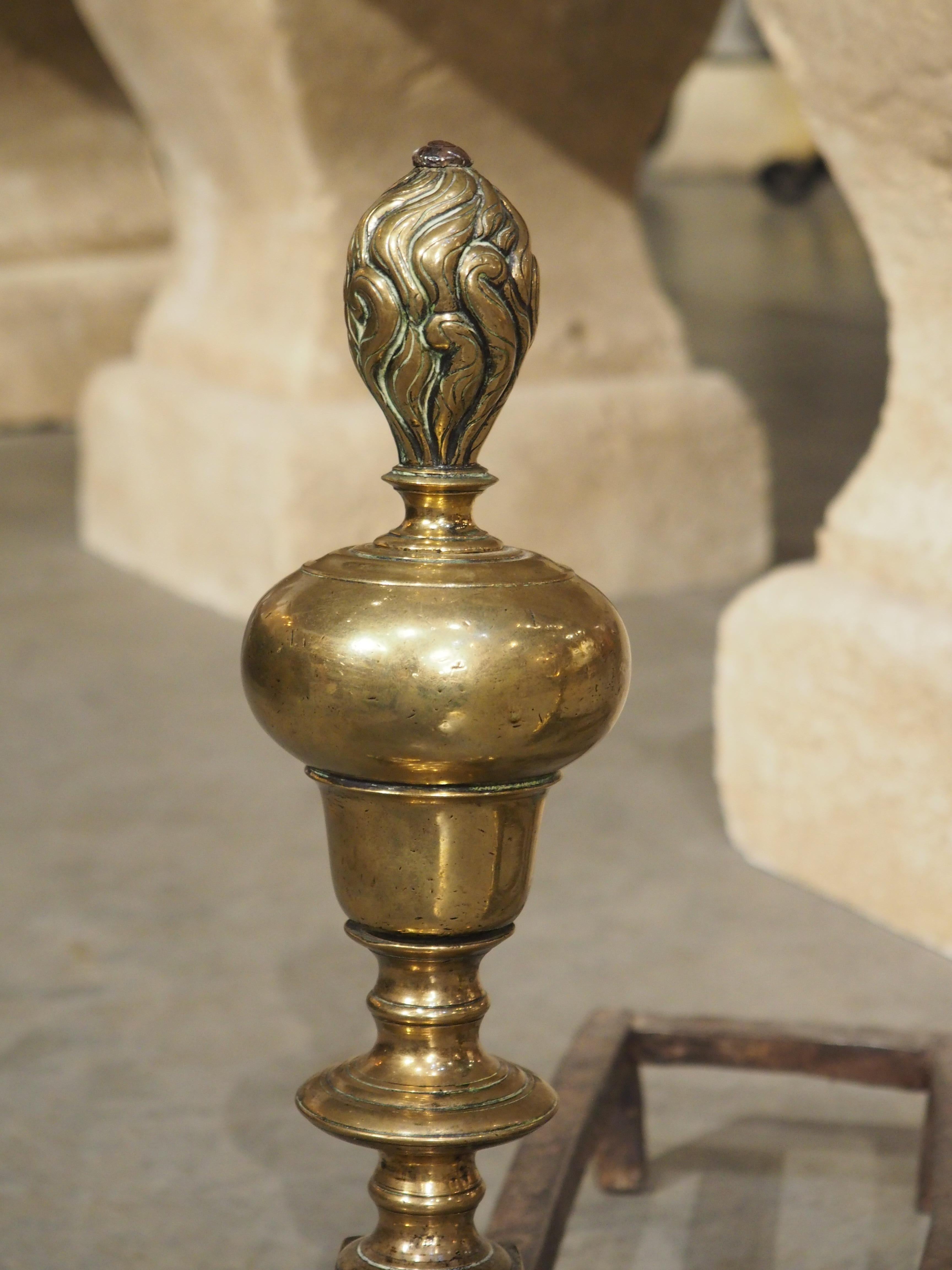 Bronzo Coppia di Chenet in bronzo francese antico 