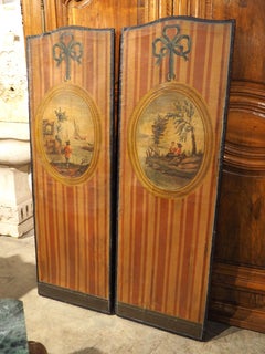 Pair of Period Louis XVI Painted Canvas Panels from France, Circa 1780
