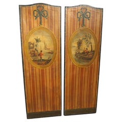 Pair of Period Louis XVI Painted Canvas Panels from France, Circa 1780