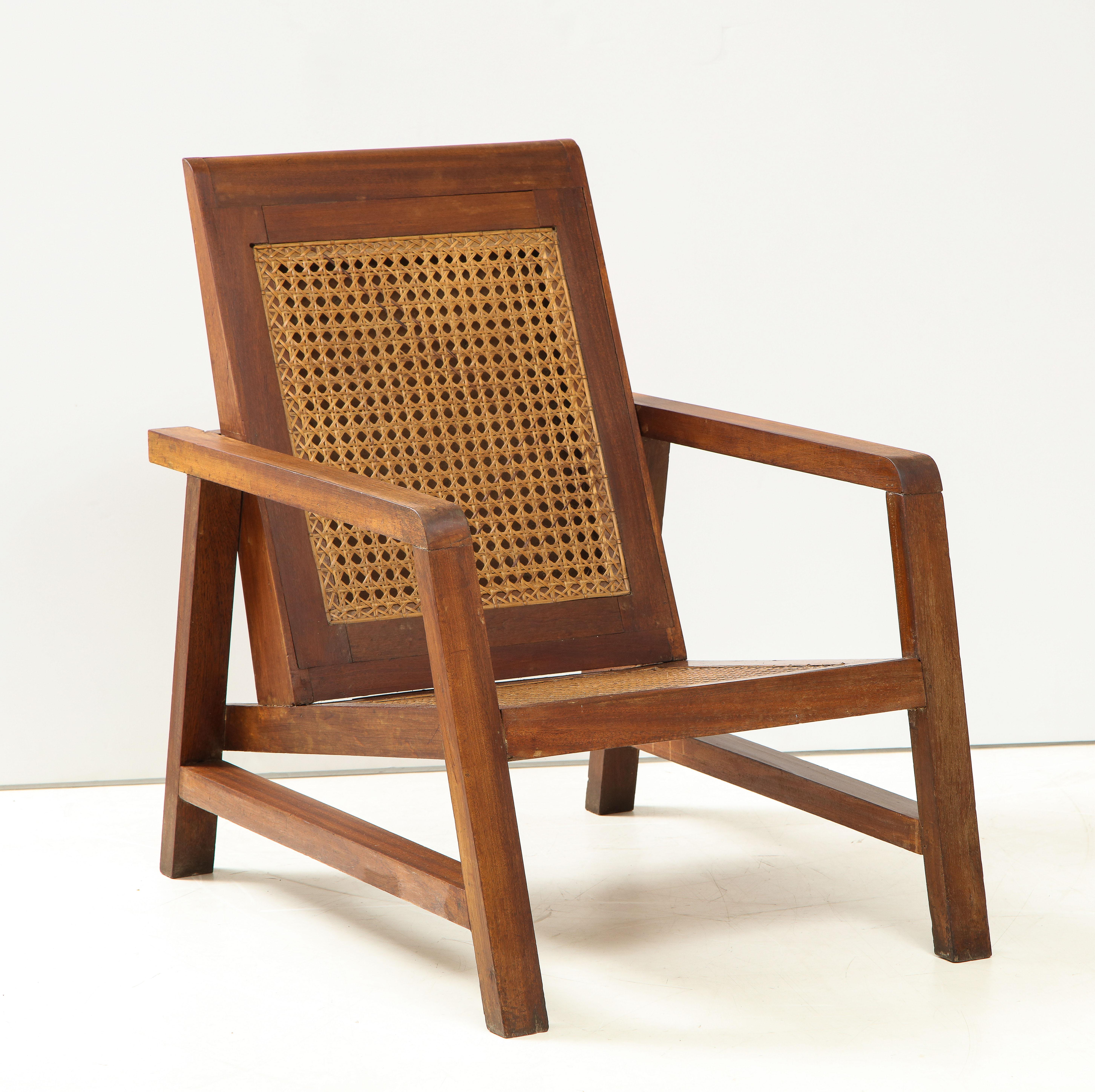 Pair of Modernist Period Pierre Jeanneret Style Chairs, France, c. 1950 12