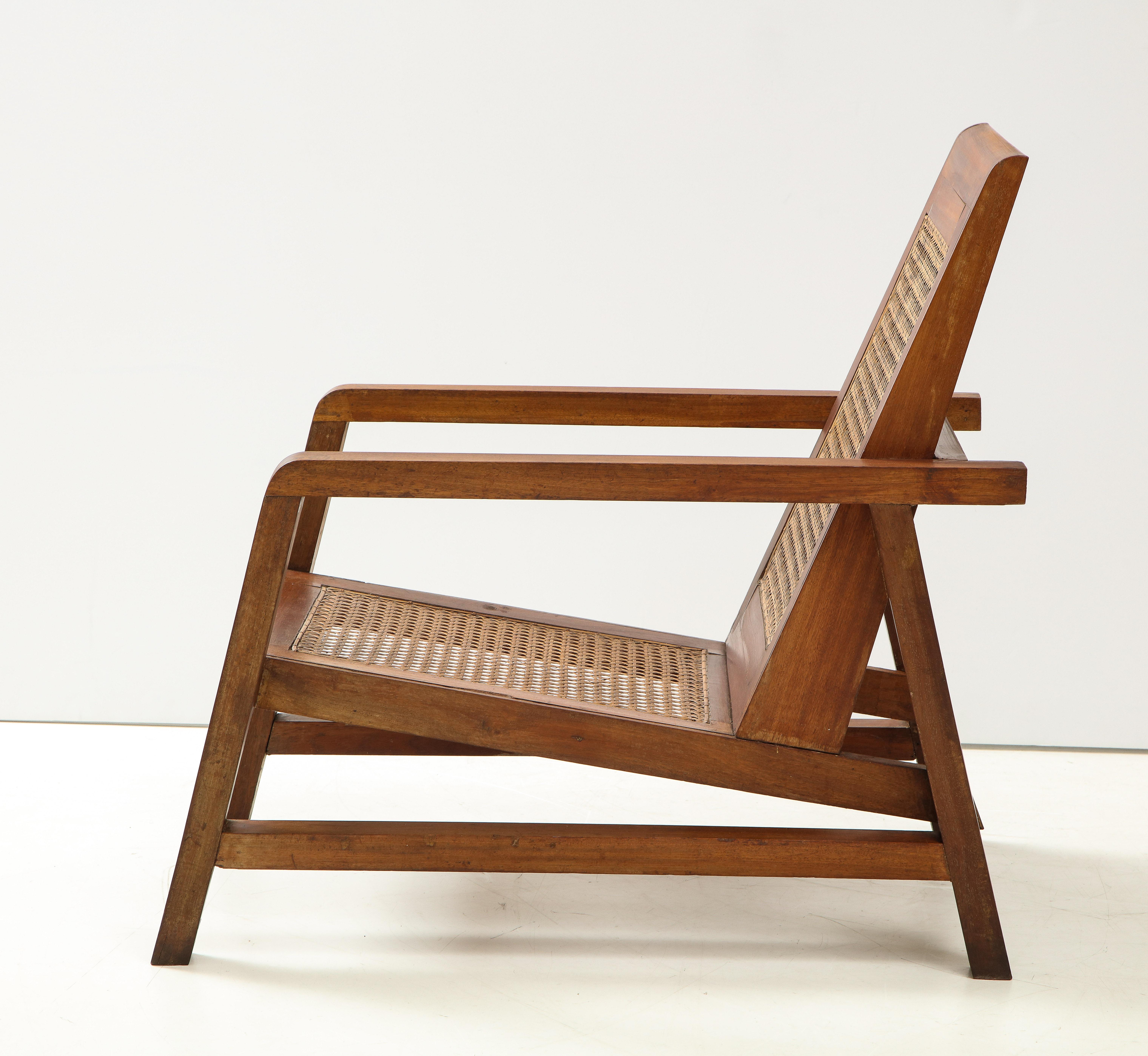 Mid-20th Century Pair of Modernist Period Pierre Jeanneret Style Chairs, France, c. 1950