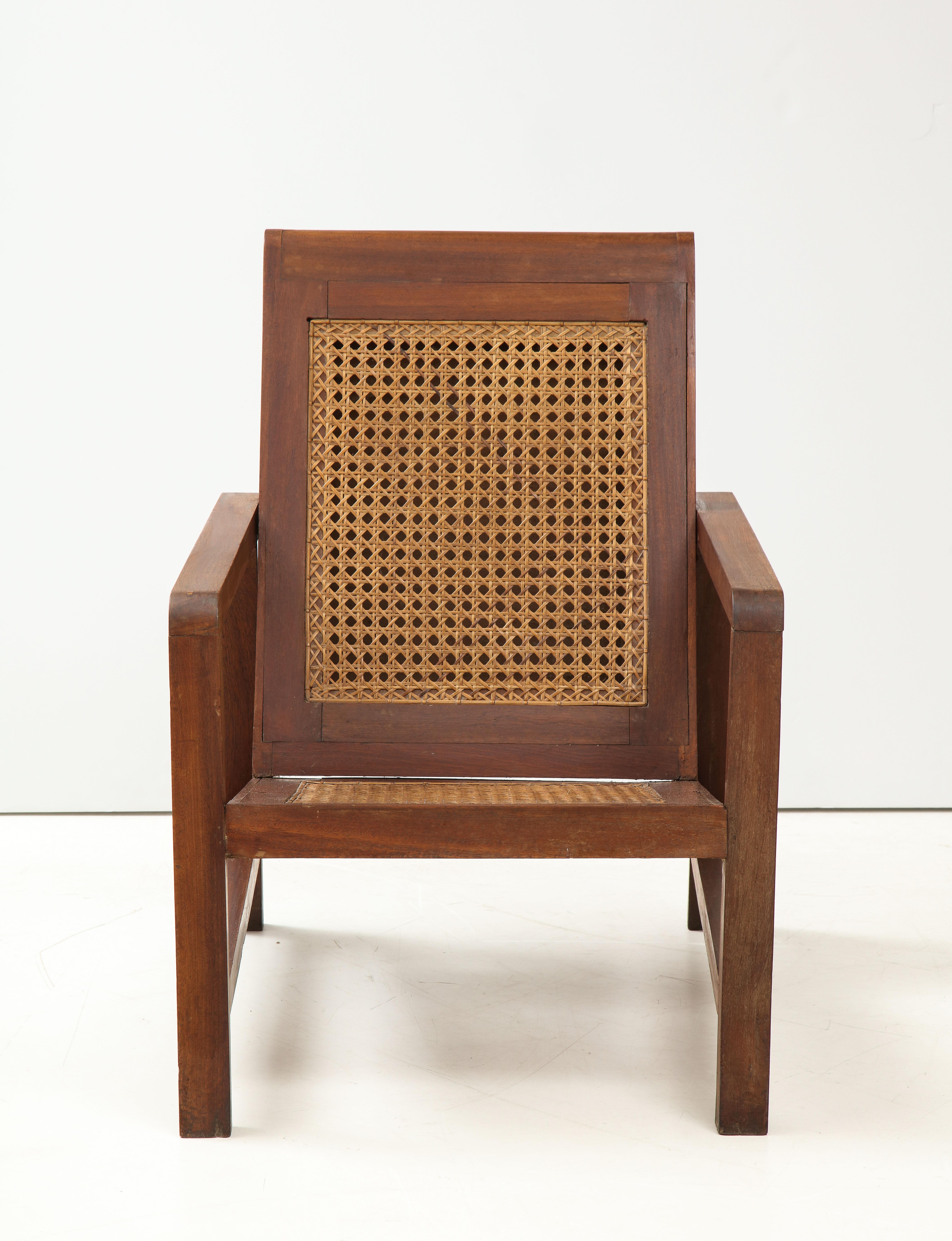 Cane Pair of Modernist Period Pierre Jeanneret Style Chairs, France, c. 1950