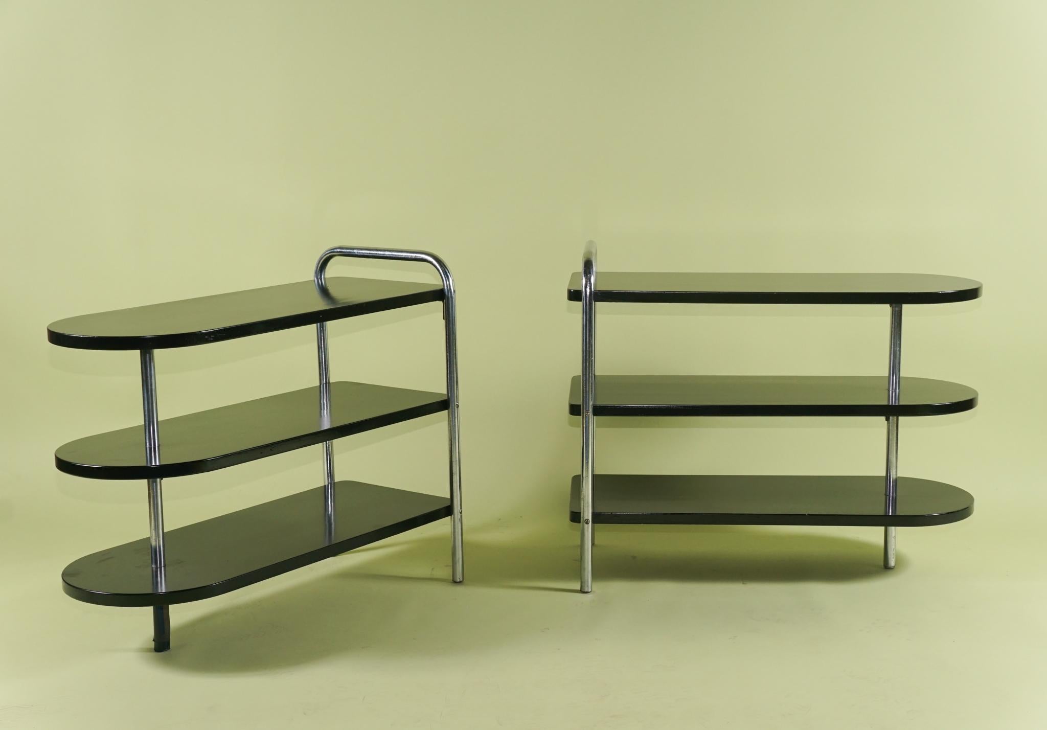 Metal Pair of Period Low Tables by Wolfgang Hoffmann for Howell For Sale
