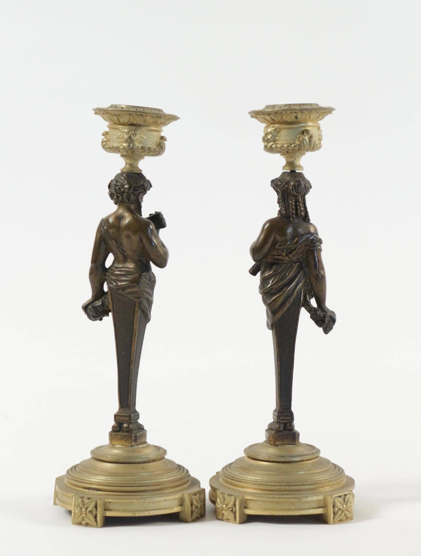 Pair of Period Napoleon III Bronze Candlesticks 6