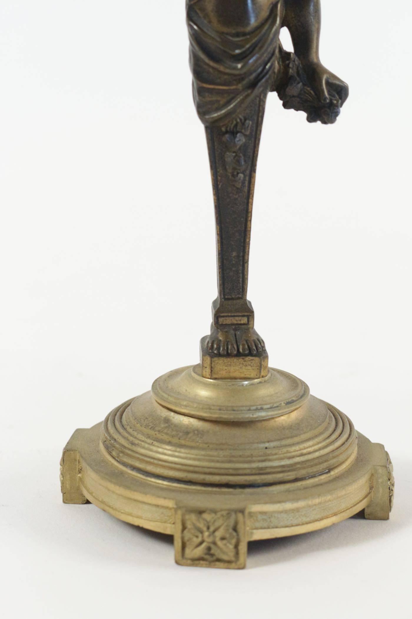 19th Century Pair of Period Napoleon III Bronze Candlesticks