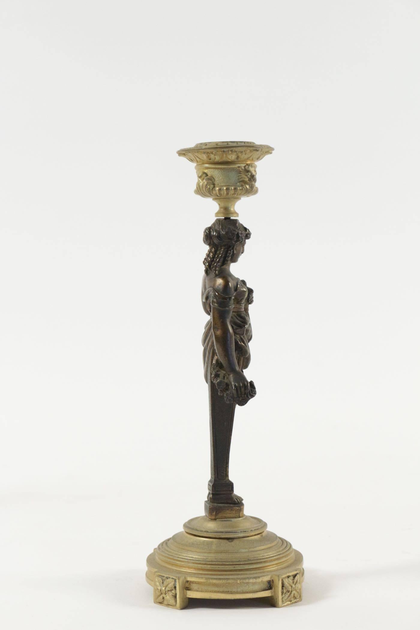 Pair of Period Napoleon III Bronze Candlesticks 4
