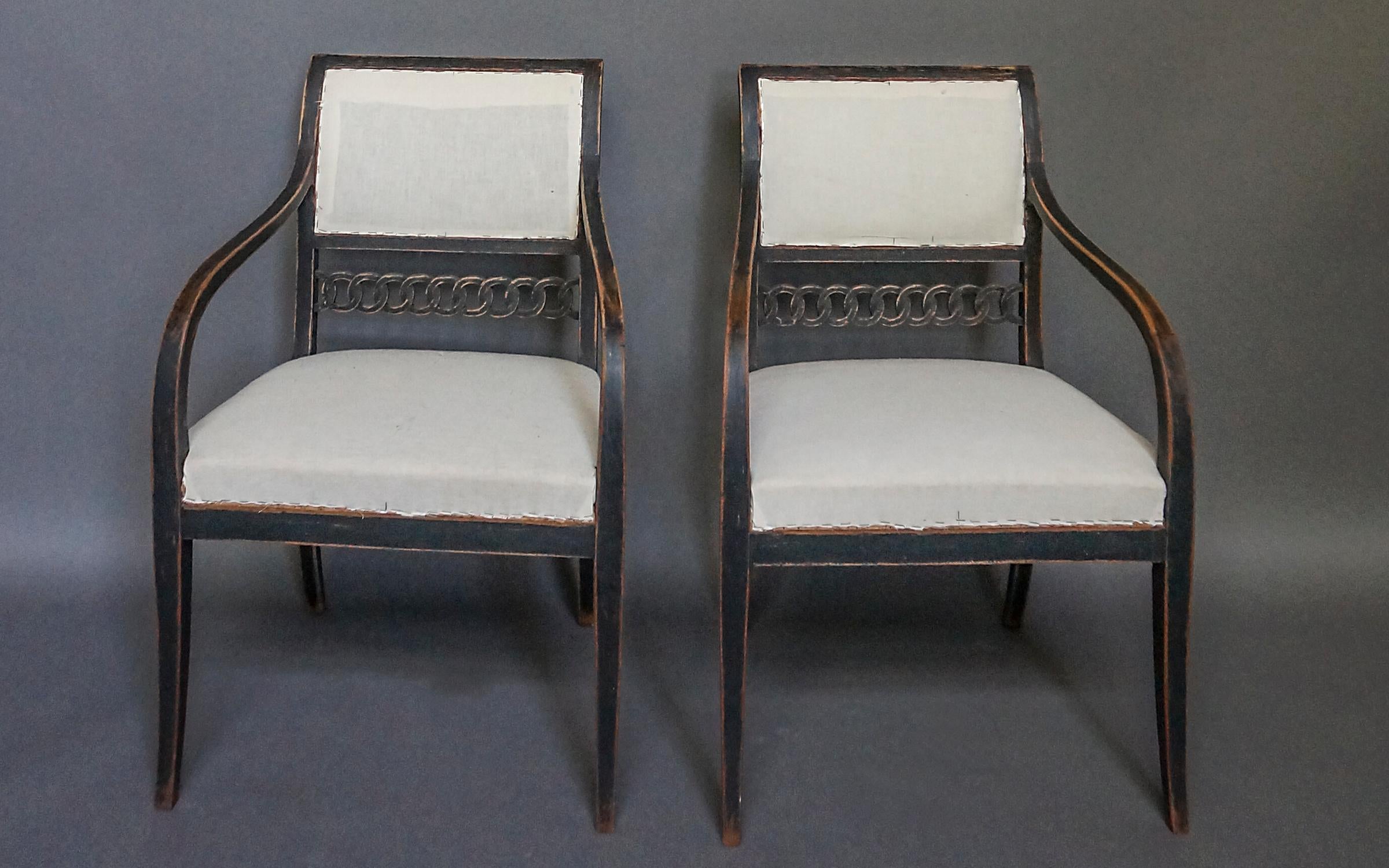 Swedish Pair of Period Neoclassical Armchairs