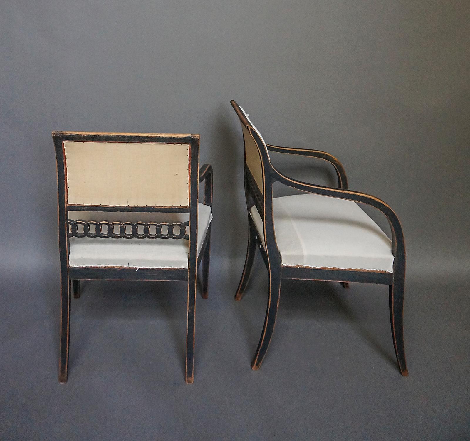 Pair of Period Neoclassical Armchairs In Good Condition In Great Barrington, MA