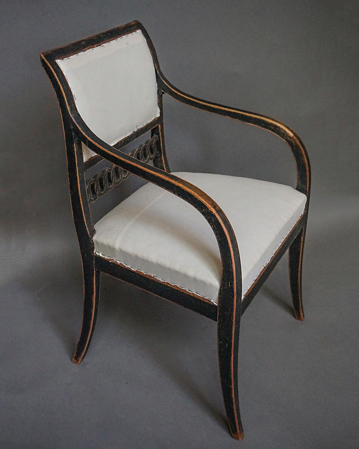 Upholstery Pair of Period Neoclassical Armchairs