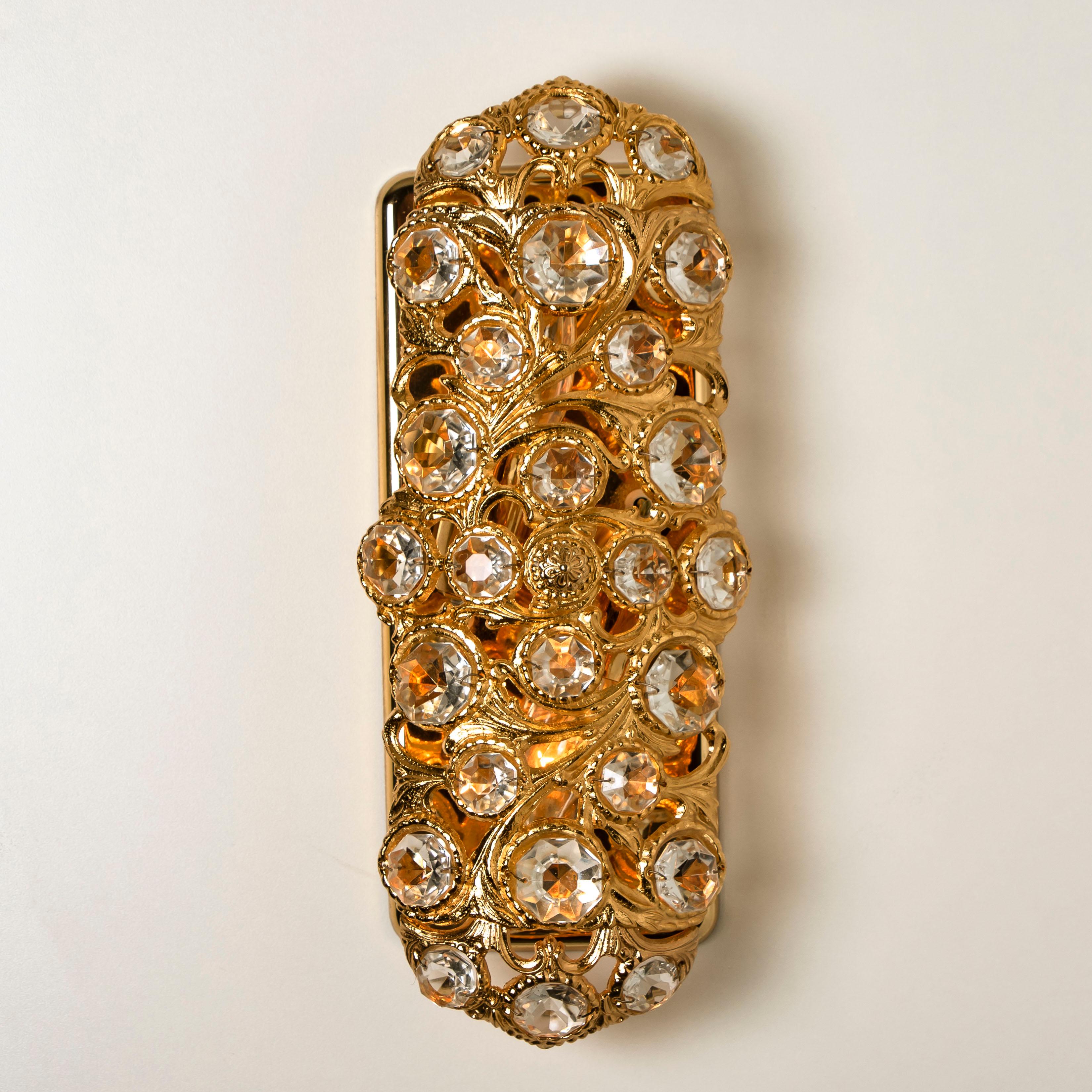 Pair of Peris Andreu Glass Prism Gold Toned Sconces, 1960 3