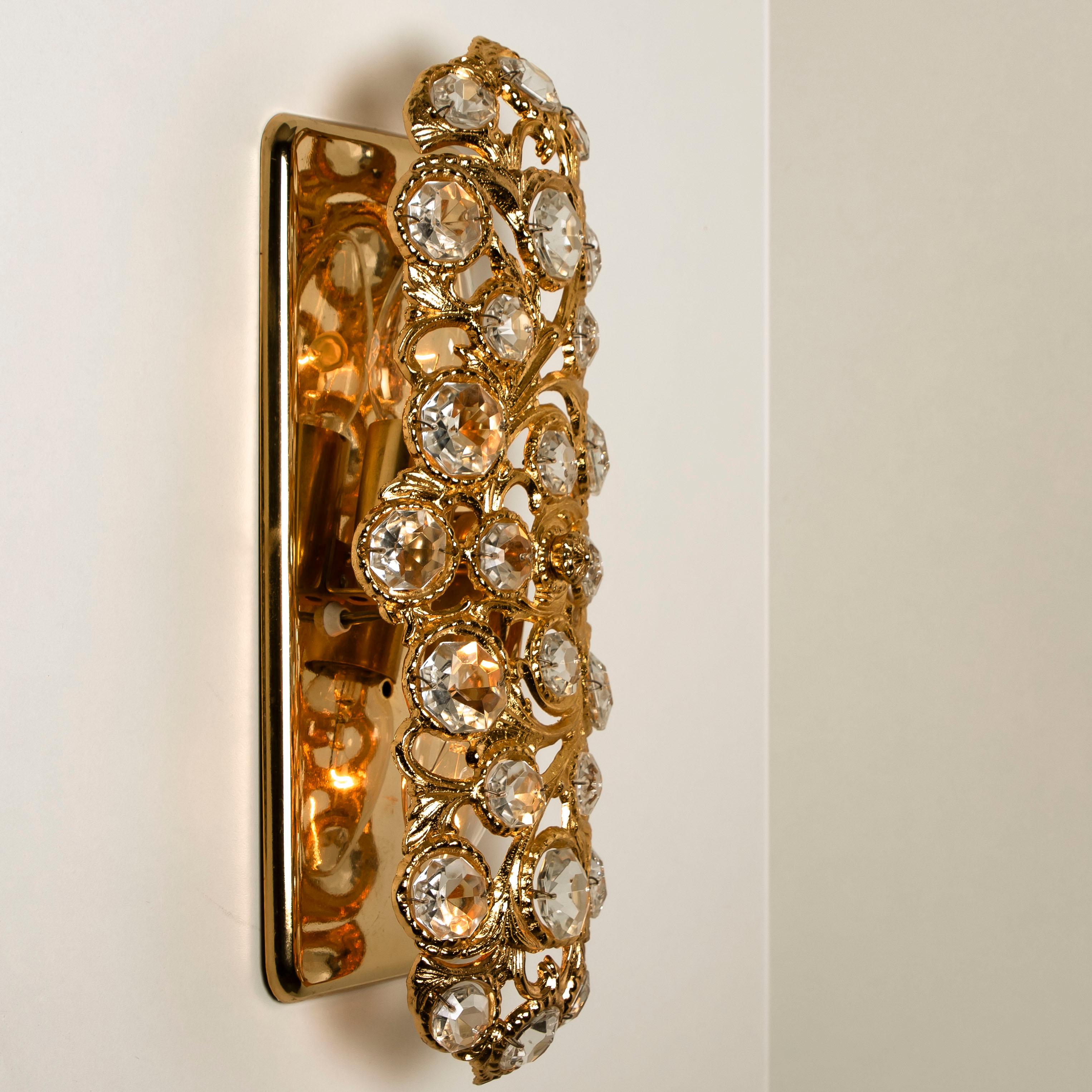 Pair of Peris Andreu Glass Prism Gold Toned Sconces, 1960 9