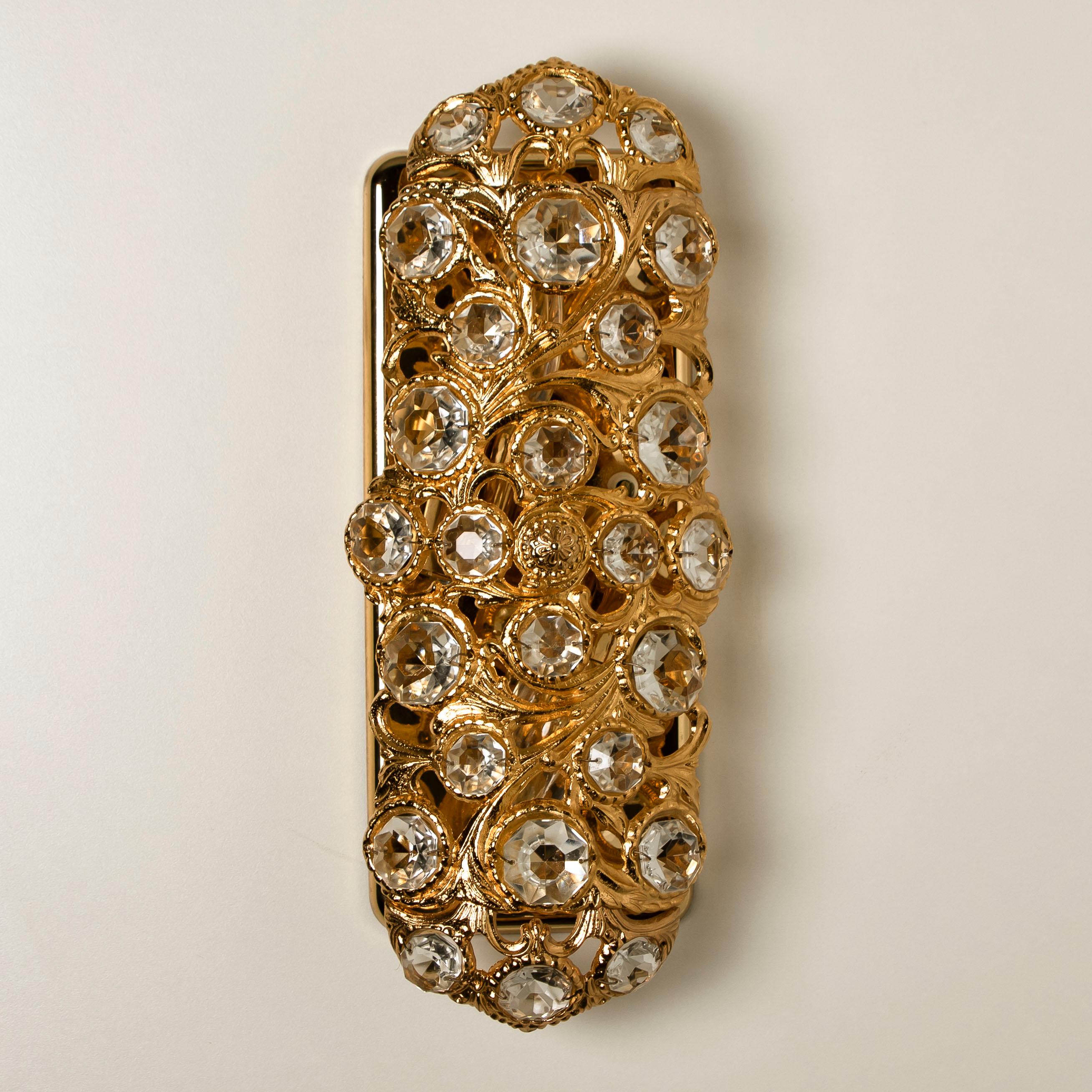 Pair of Peris Andreu Glass Prism Gold Toned Sconces, 1960 10