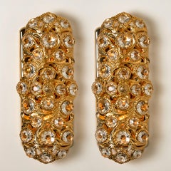 Pair of Peris Andreu Glass Prism Gold Toned Sconces, 1960
