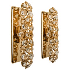 Pair of Peris Andreu Glass Prism Gold Toned Sconces, 1960