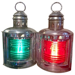 Pair of Perko Yacht Chrome Plated Bow Running Lights, circa 1950