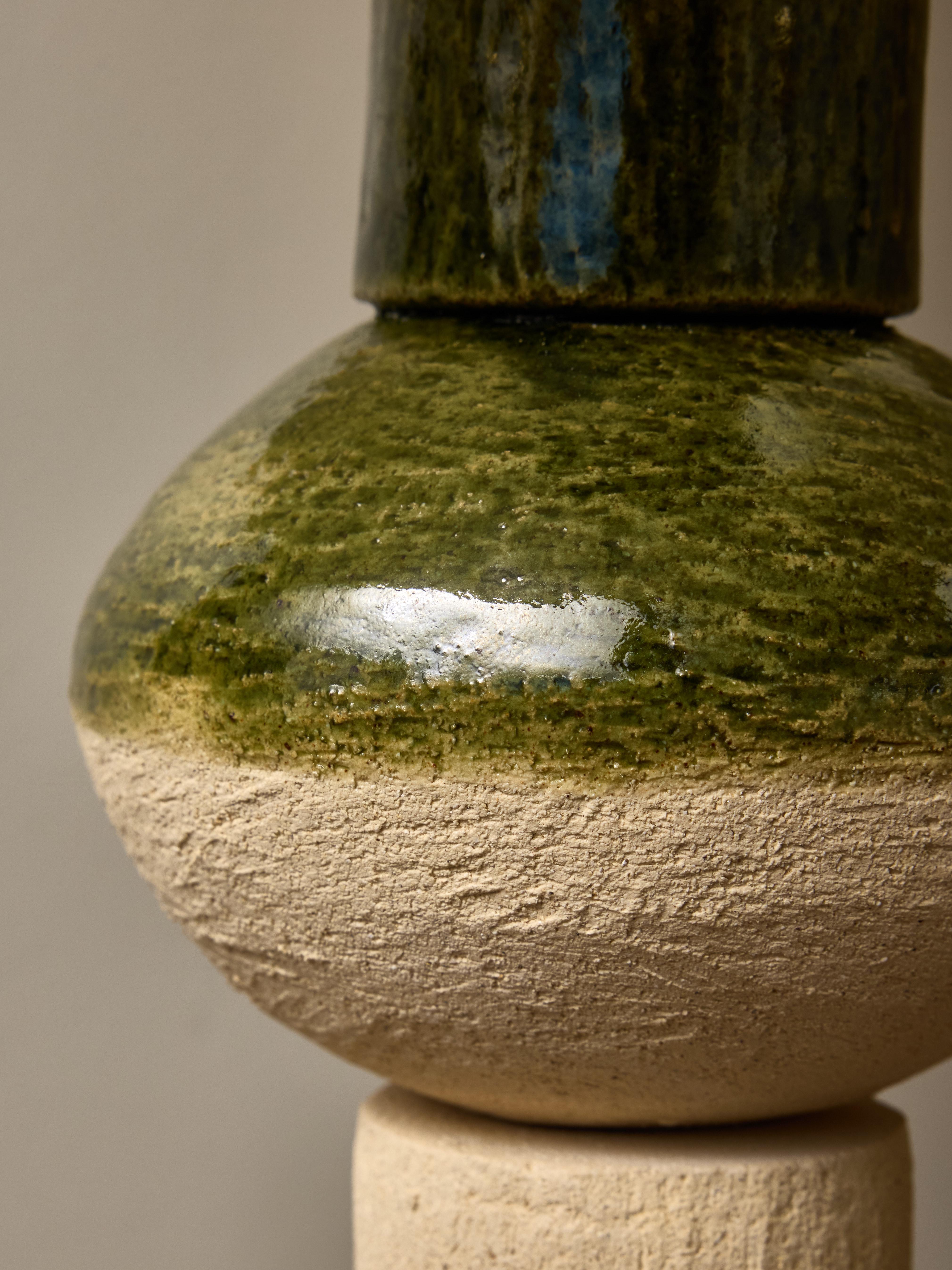 Ceramic Pair of Perlito Table Lamps by Amandine Gorrino For Sale