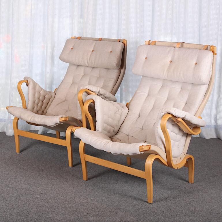 Pair of Pernilla 69 Armchair by Bruno Mathsson In Good Condition In Vancouver, British Columbia
