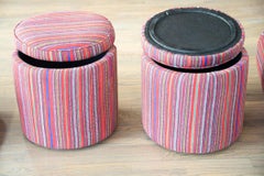 Pair of Persian Jajim Upholstered Stools