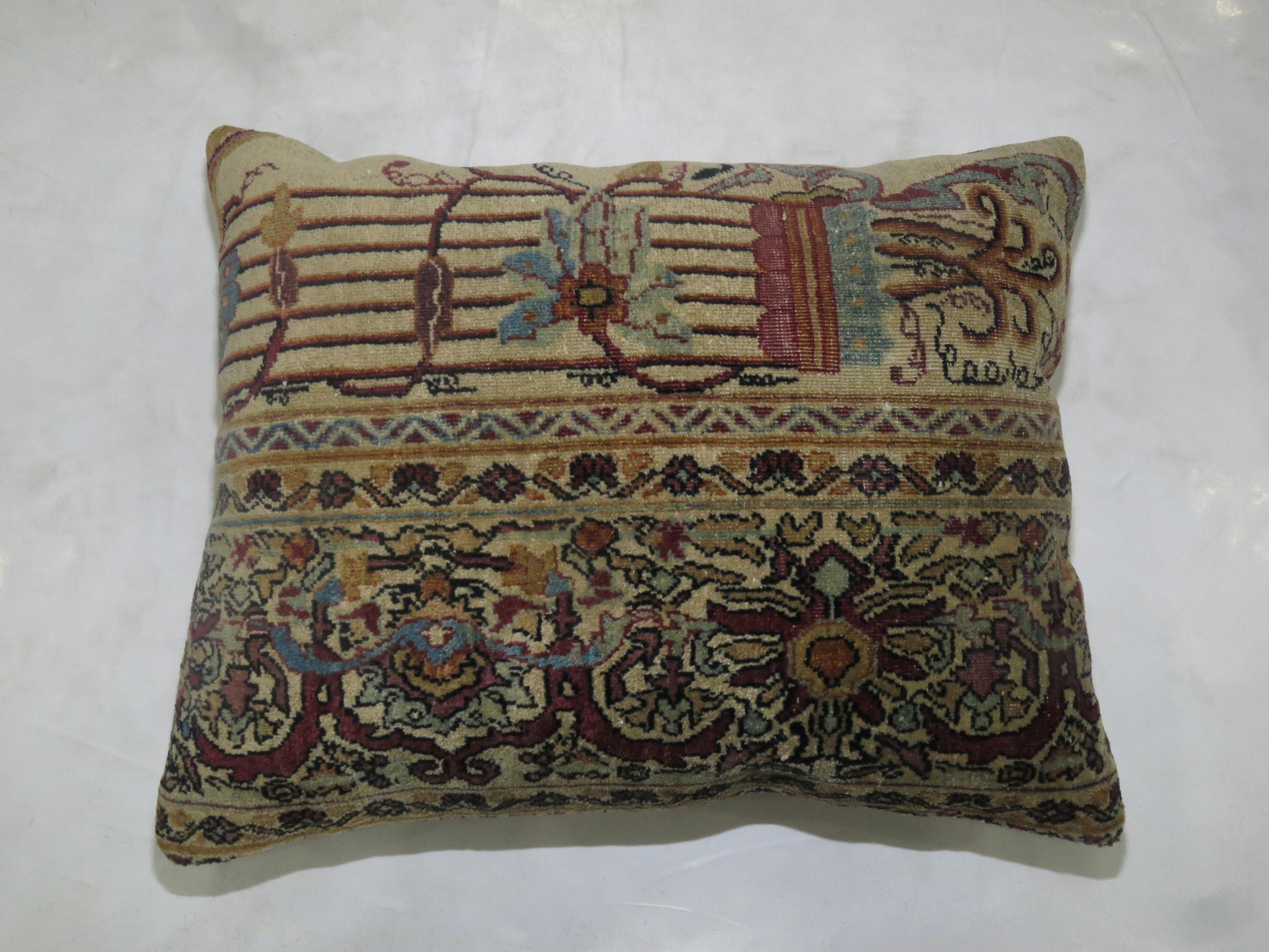 Turkish Pair of Persian Kerman Rug Pillows