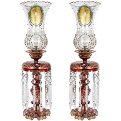 Paire de briquets en verre de Bohème perse Qajar:: rouge rubis:: 19ème siècle