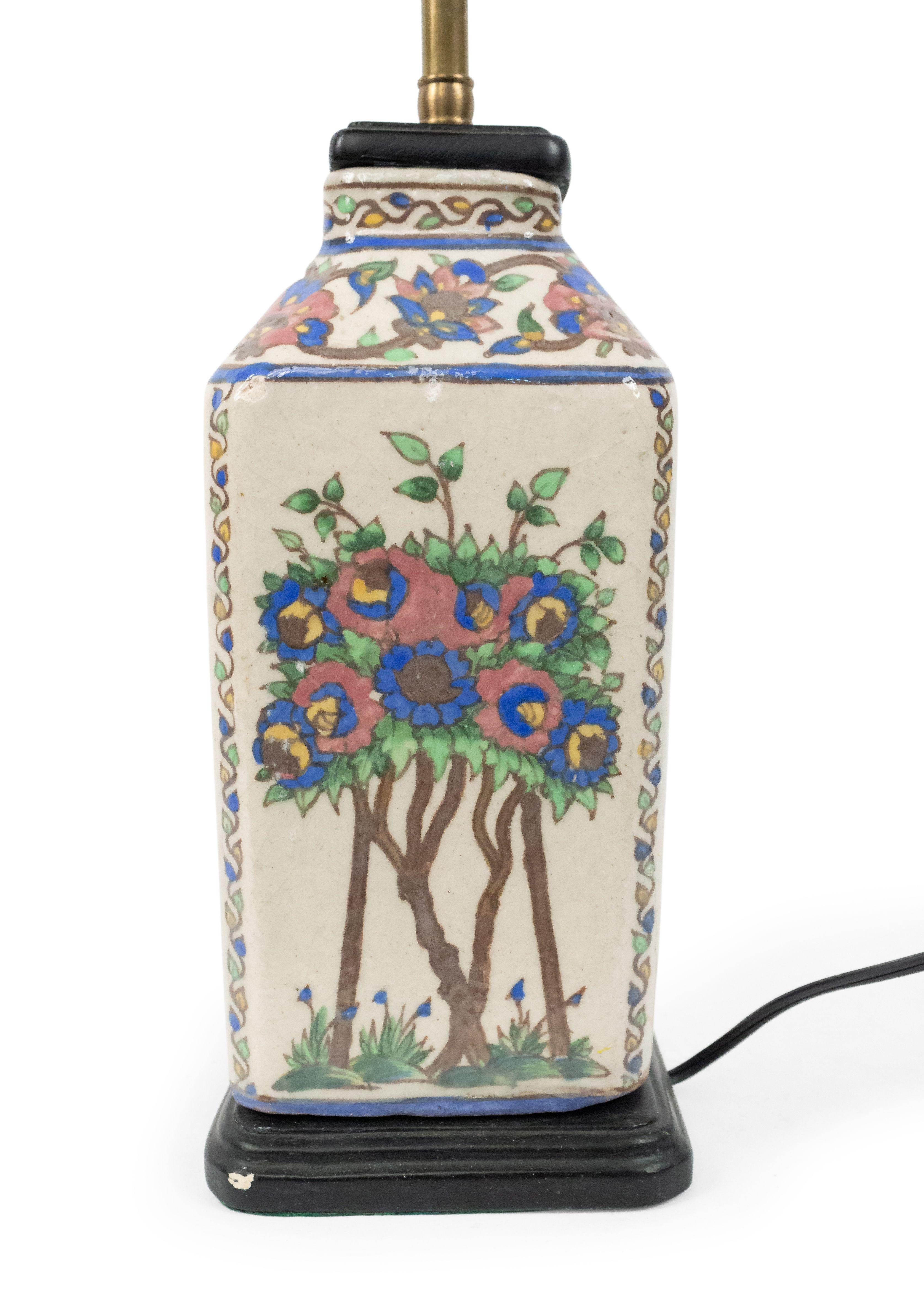 Pair of Persian Style Folk Earthenware Vase Table Lamps In Good Condition For Sale In New York, NY
